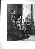 Original Old Antique Print 1871 Family Home Paris Sortie War Siers Marching