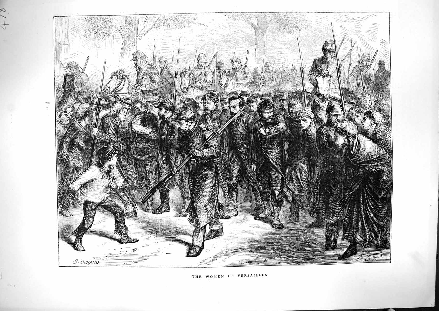 Original Old Antique Print 1871 Scene Women Versailles France War Siers 19th