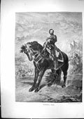 Original Old Antique Print 1871 Portrait Marshal Prim War Horse 19th