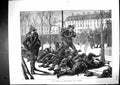 Original Old Antique Print 1871 German War Siers Paris Waiting Passage France