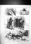 Original Old Antique Print 1871 Street Scene Paris France Army Commune Siers
