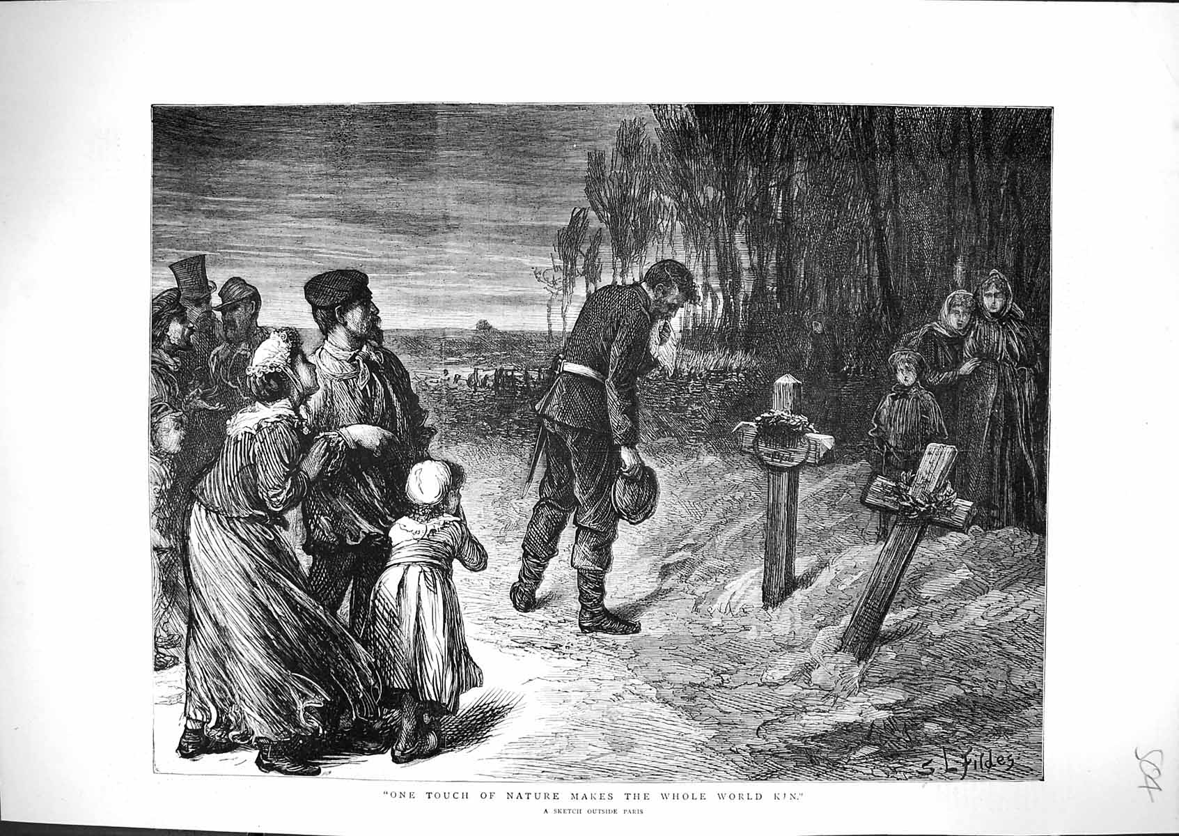 Old Antique Print 1871 Scene Paris France Graves Family Fildes Fine Art 19th