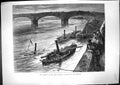 Antique Old Print 1871 Gunboats Loire River Captured Orleans Prussians France