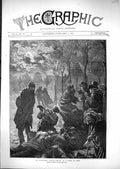 Original Old Antique Print 1871 War Bomb Shell Paris France Moonlight Fine Art