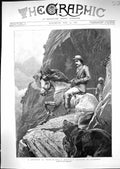 Old 1892 John Charlton Fine Art Mountain Scene Cashmere Man Horse Wil Victorian