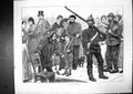 Original Old Antique Print 1871 Man Sier War Left Behind Chair Family Priest