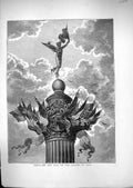 Old Print *6098 1871 Paris France Red Flag Column July Monument Fine Art