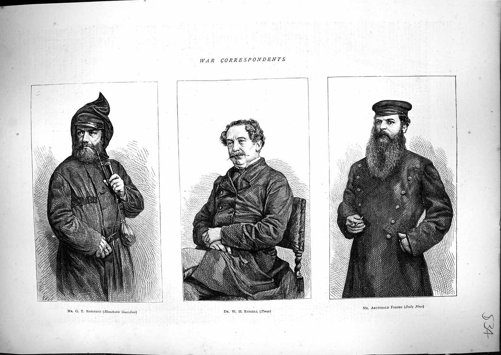 Old 1871 War Correspondents Robinson Guardian Russell Times Forbes Da Victorian