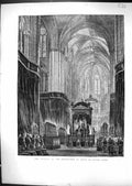 Old Antique Print 1871 Scene Funeral Archbishop Paris Notre Dame France 19th