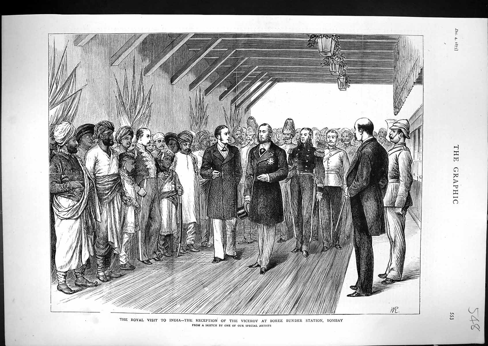 Old 1875 Royal Visit India Reception Viceroy Boree Bunder Station Bom Victorian