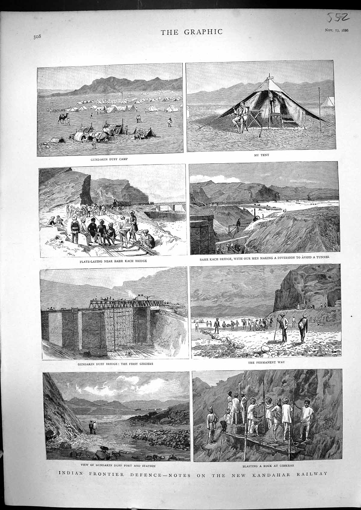 Old 1886 India Kandahar Railway Gundakin Duff Fort Camp Bahr Kach Bri Victorian