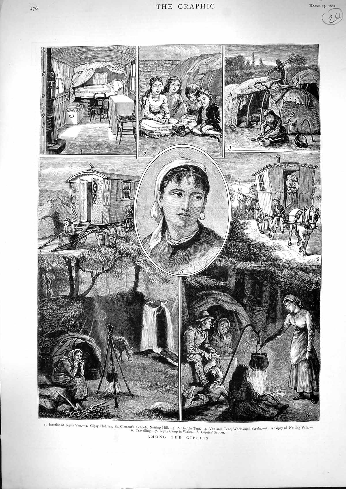 Old 1880 Gipsies Gipsy Van Clement'S School Notting Hill Wormwood Scr Victorian