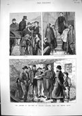Original Old Antique Print 1880 Distress Ireland People Priest Family Home 19th