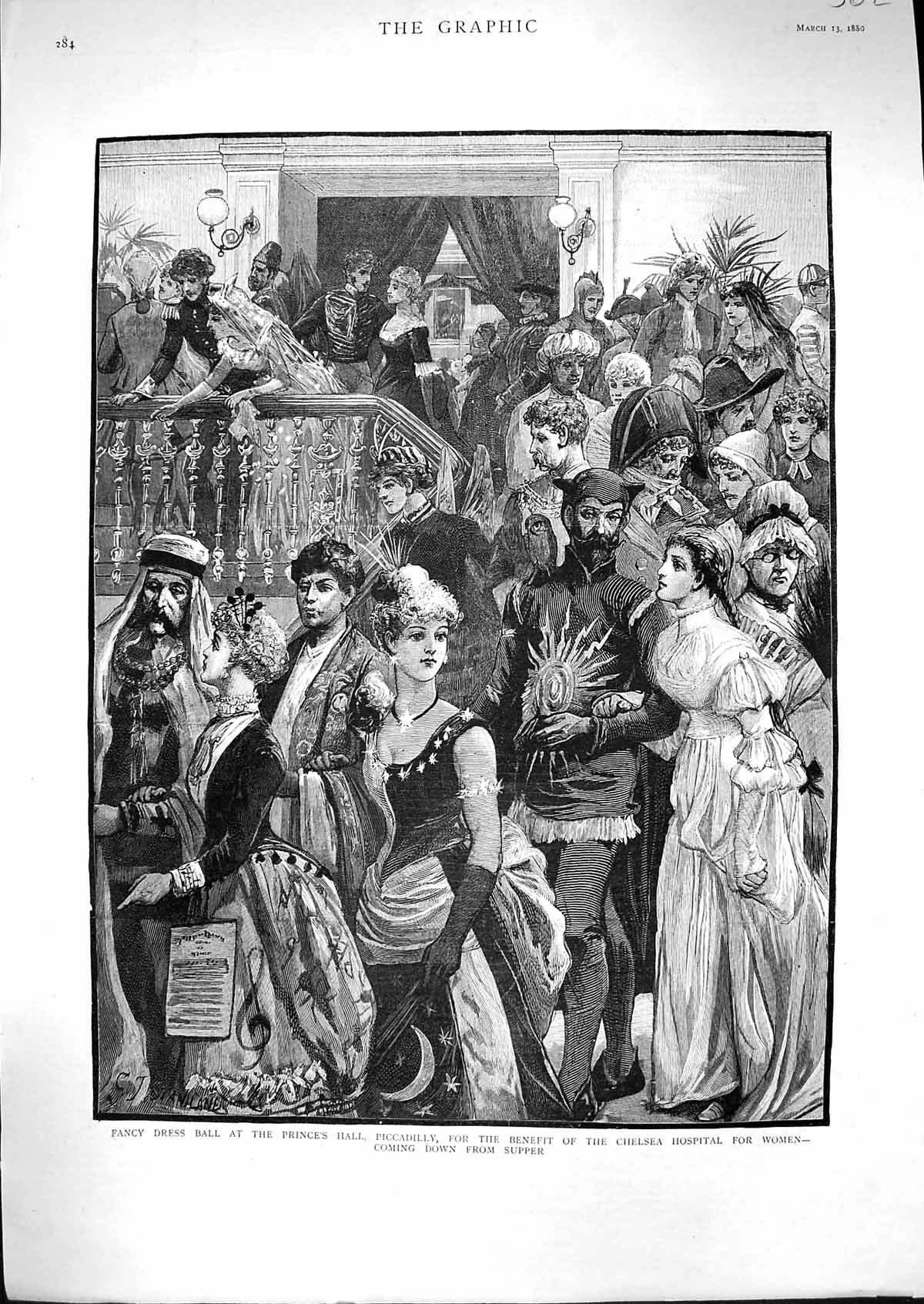 Old 1880 Fancy Dress Ball Prince'S Hall Piccadilly Chelsea Hospital W Victorian