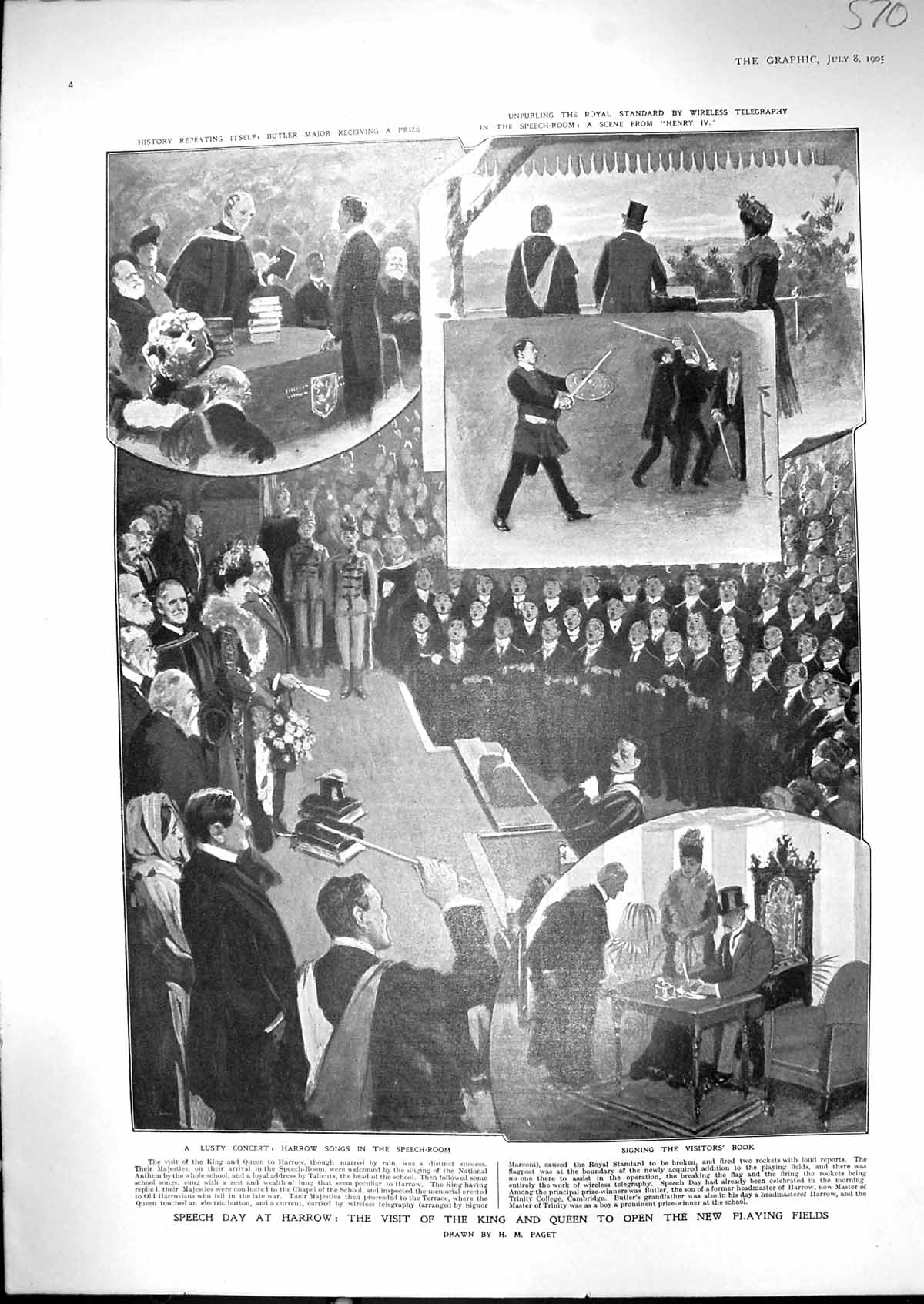 Old 1905 Speech Day Harrow Butler Major King Queen Playing Fields Vis 20th
