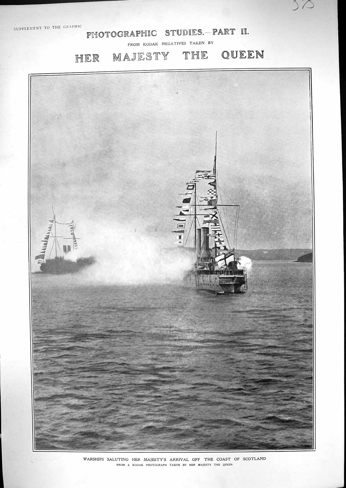 Old Antique Print 1906 War Ships Majesty Queen Coast Scotland Photograph 20th