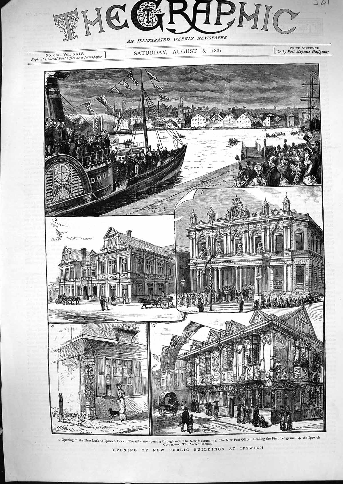 Old 1881 Opening Public Buildings Ipswich Glen Rosa Ship Museum Post Victorian