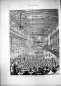 Original Old Antique Print 1874 City Temple Holborn Viaduct London Architecture
