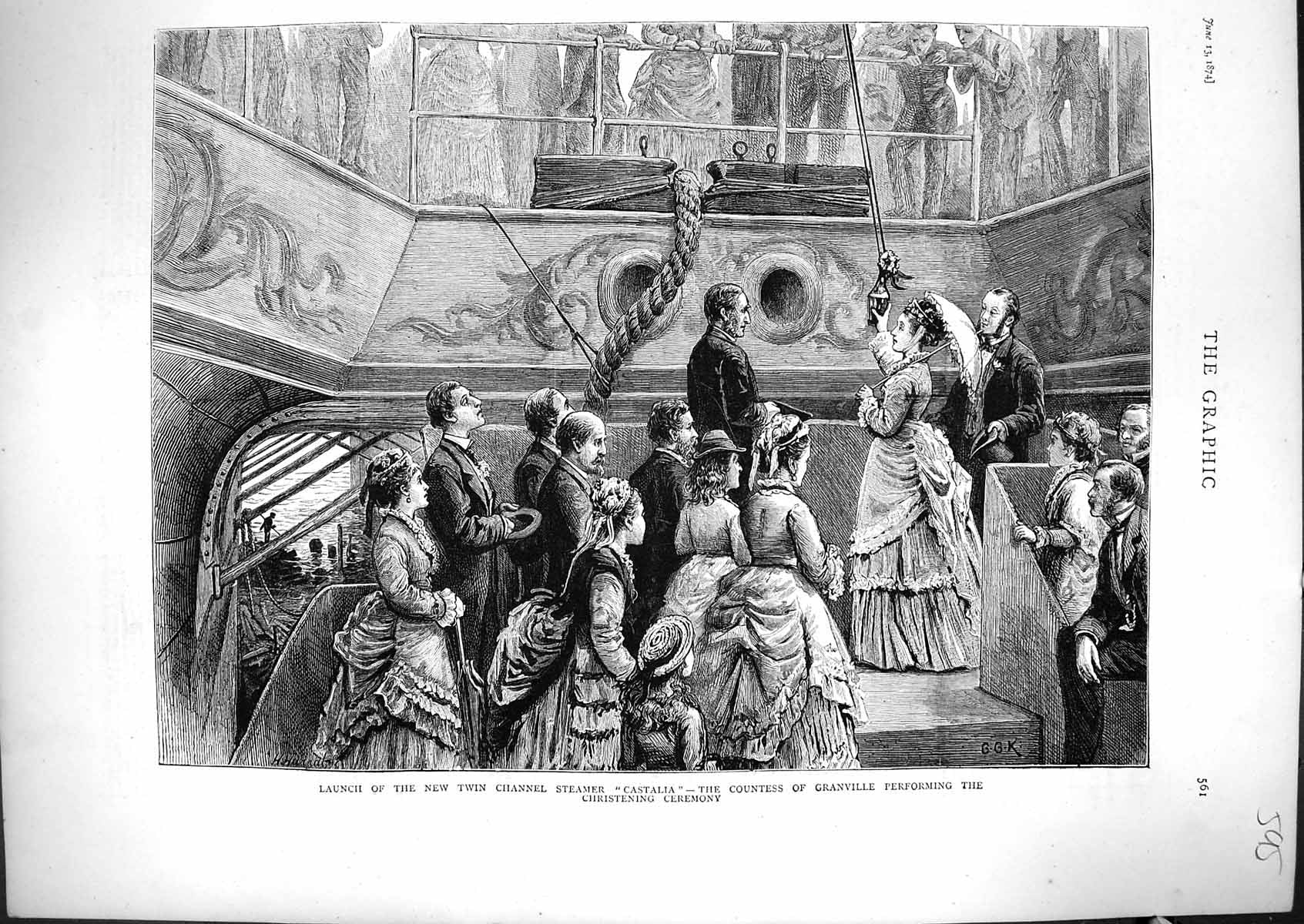 Old 1874 Launch Twin Channel Steamer Castalia Countess Granville Cere Victorian