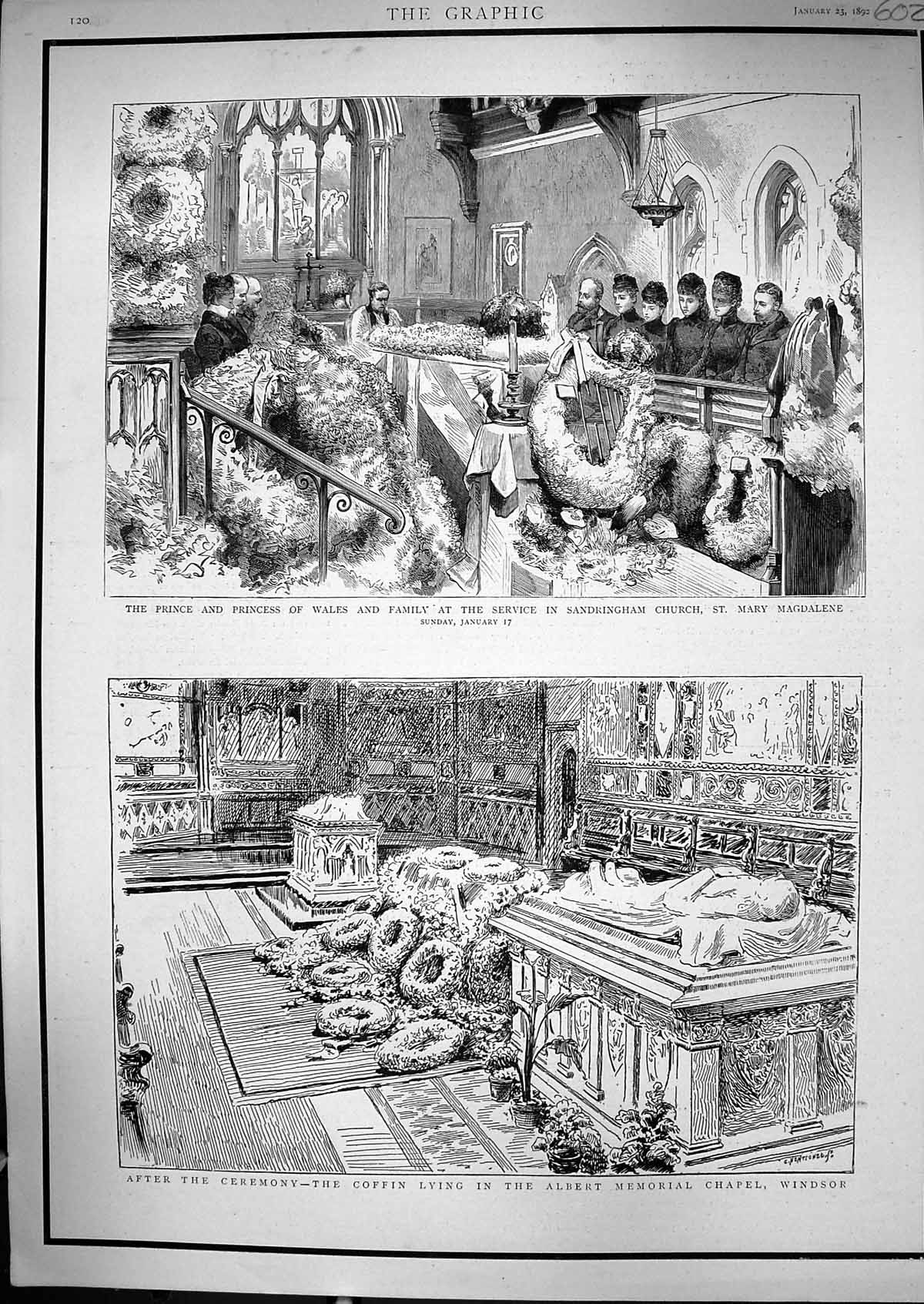 Old 1892 Prince Wales Sandringham Church Mary Magdalene Albert Chapel Victorian