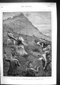 Old 1874 Mid-Day Morning Scene Scotland Bathing Mountain Dew Fine Art Victorian
