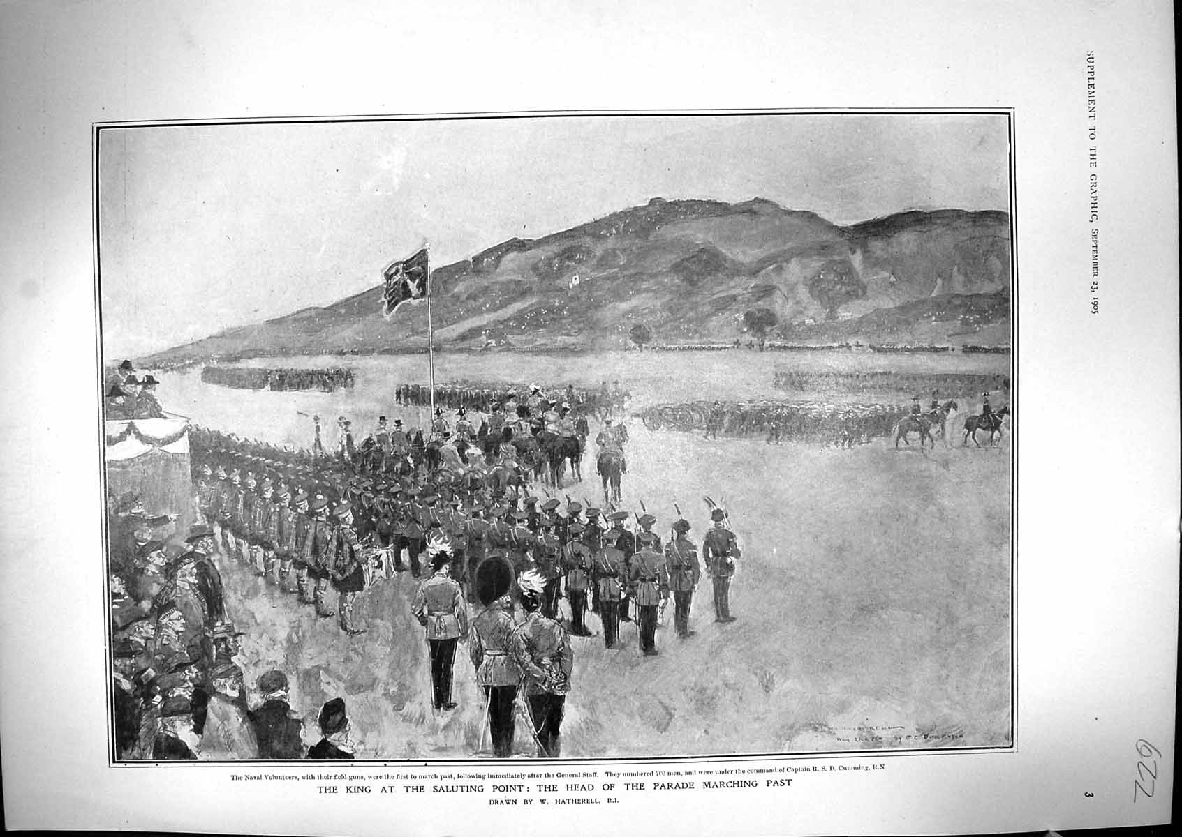 Old Print 1905 King England Naval Volunteers Parade Siers Saluting Point 20th