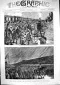 Old Print 1881 Royal Review Scottish Volunteers Edinburgh Siers War Leit 19th