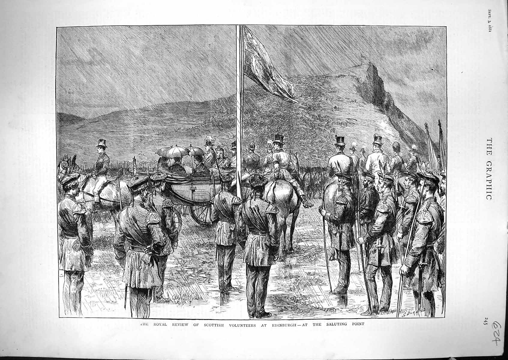 Old 1881 Royal Review Scottish Volunteers Edinburgh Saluting Point So Victorian