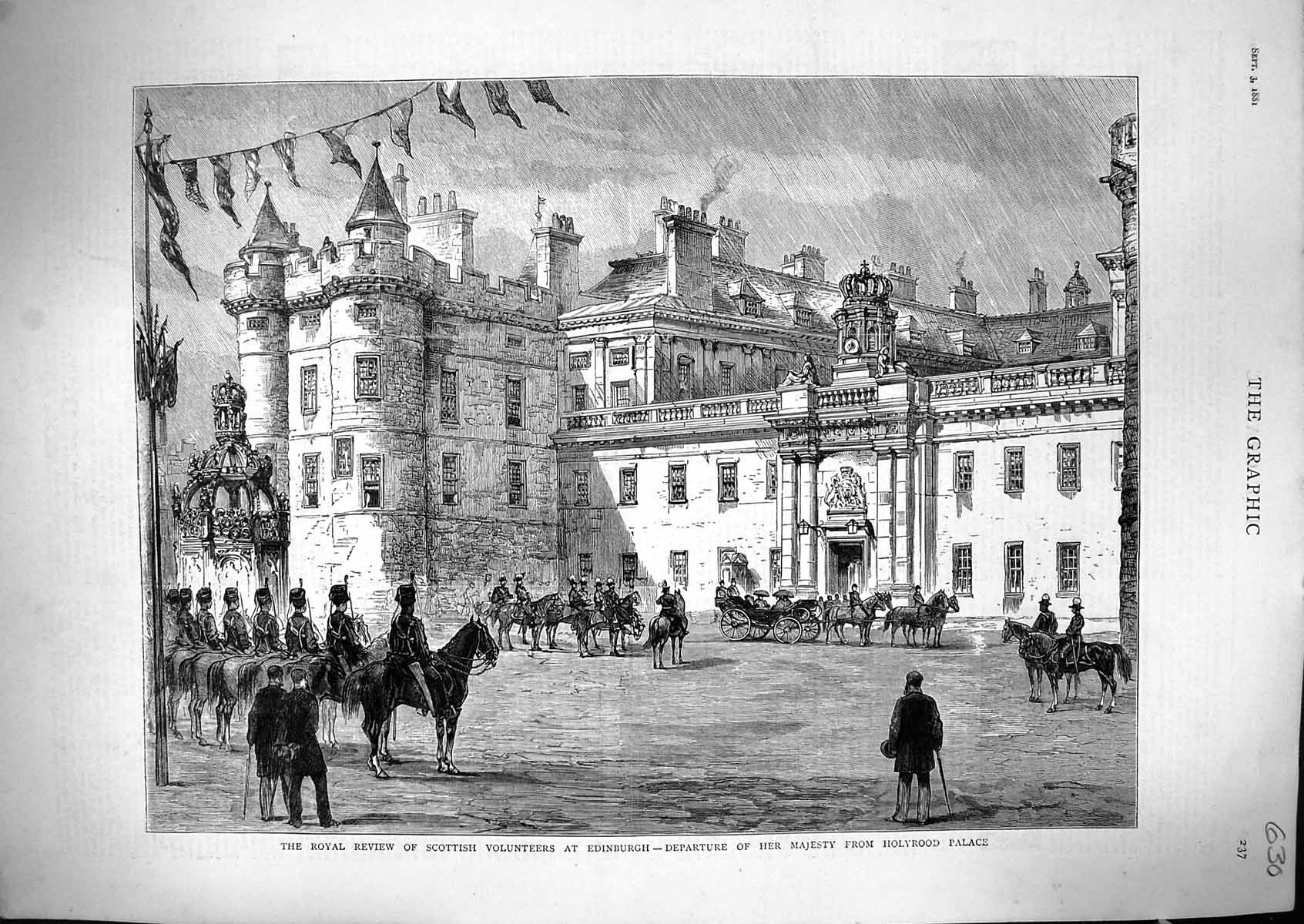 Old 1881 Royal Review Scottish Volunteers Edinburgh Queen Holyrood Pa Victorian