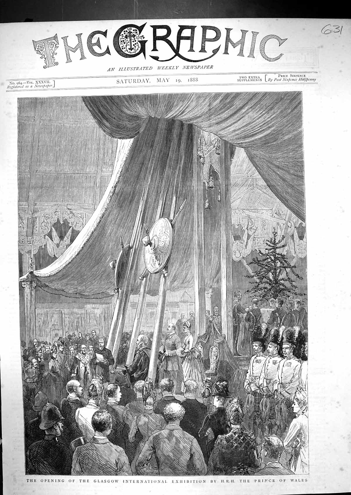 Old 1888 Opening Glasgow International Exhibition Prince Wales Scotla Victorian