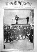 Old Antique Print 1905 Navy War Sailors French Battle Ship Deck Dancing 20th