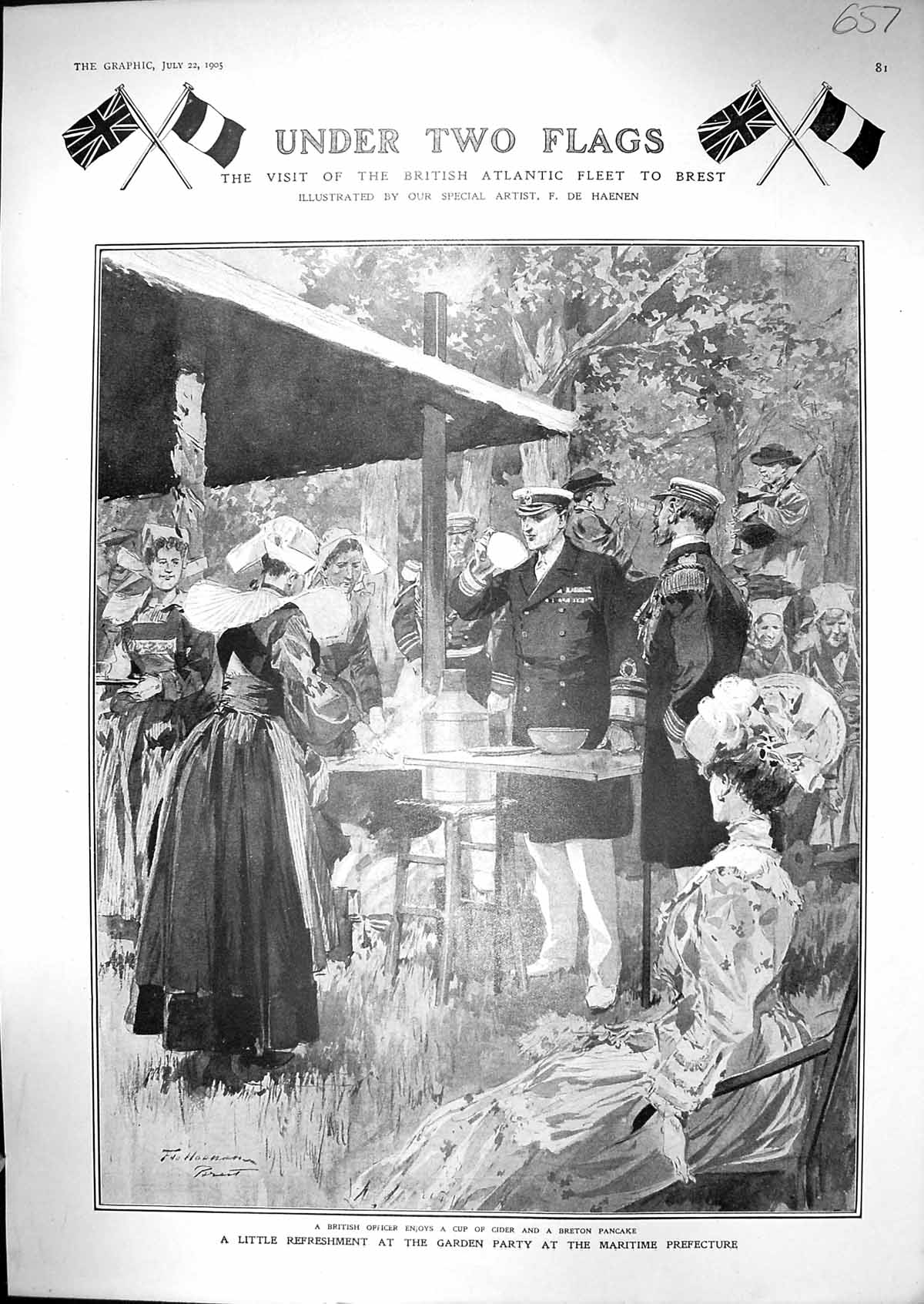 Old 1905 British War Officer Cider Breton Pancake Garden Party Brest 20th