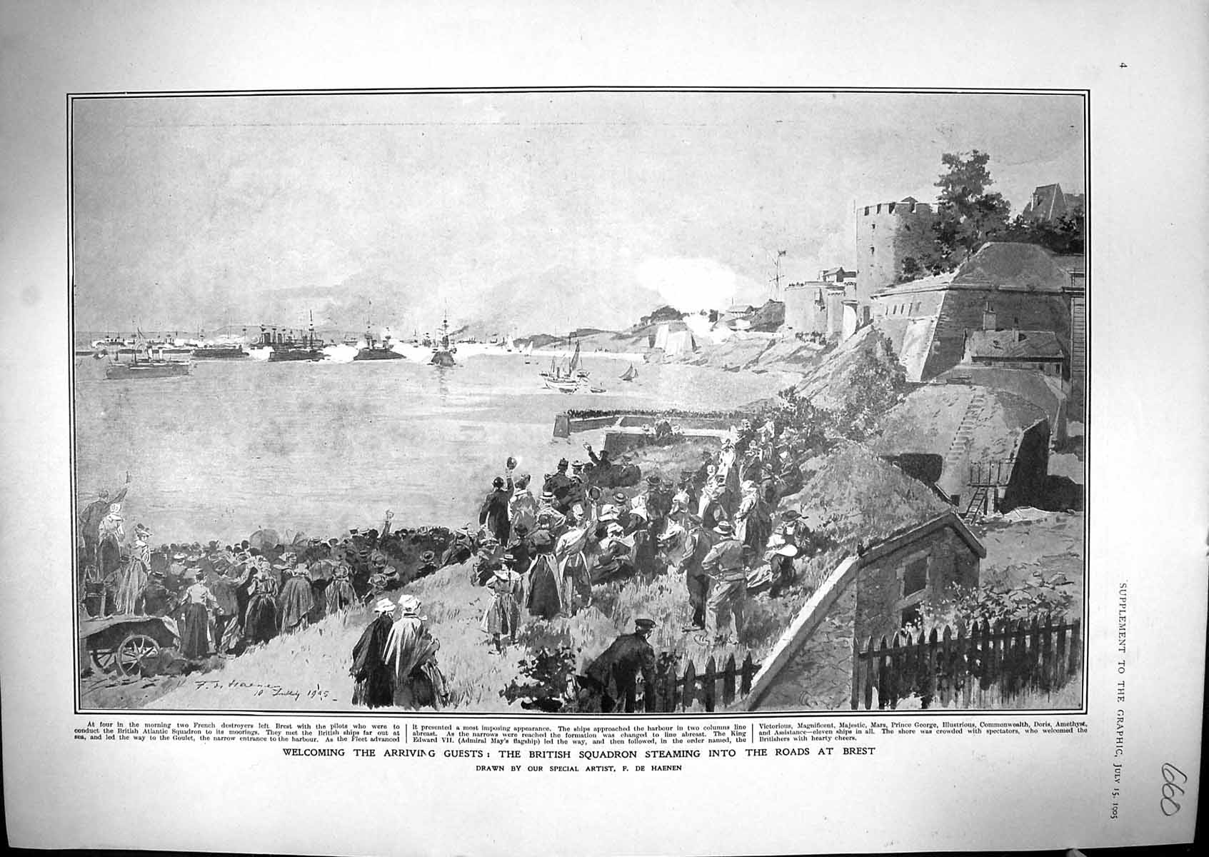 Old 1905 British Ships Squadron Brest Admiral May Mars Prince George 20th
