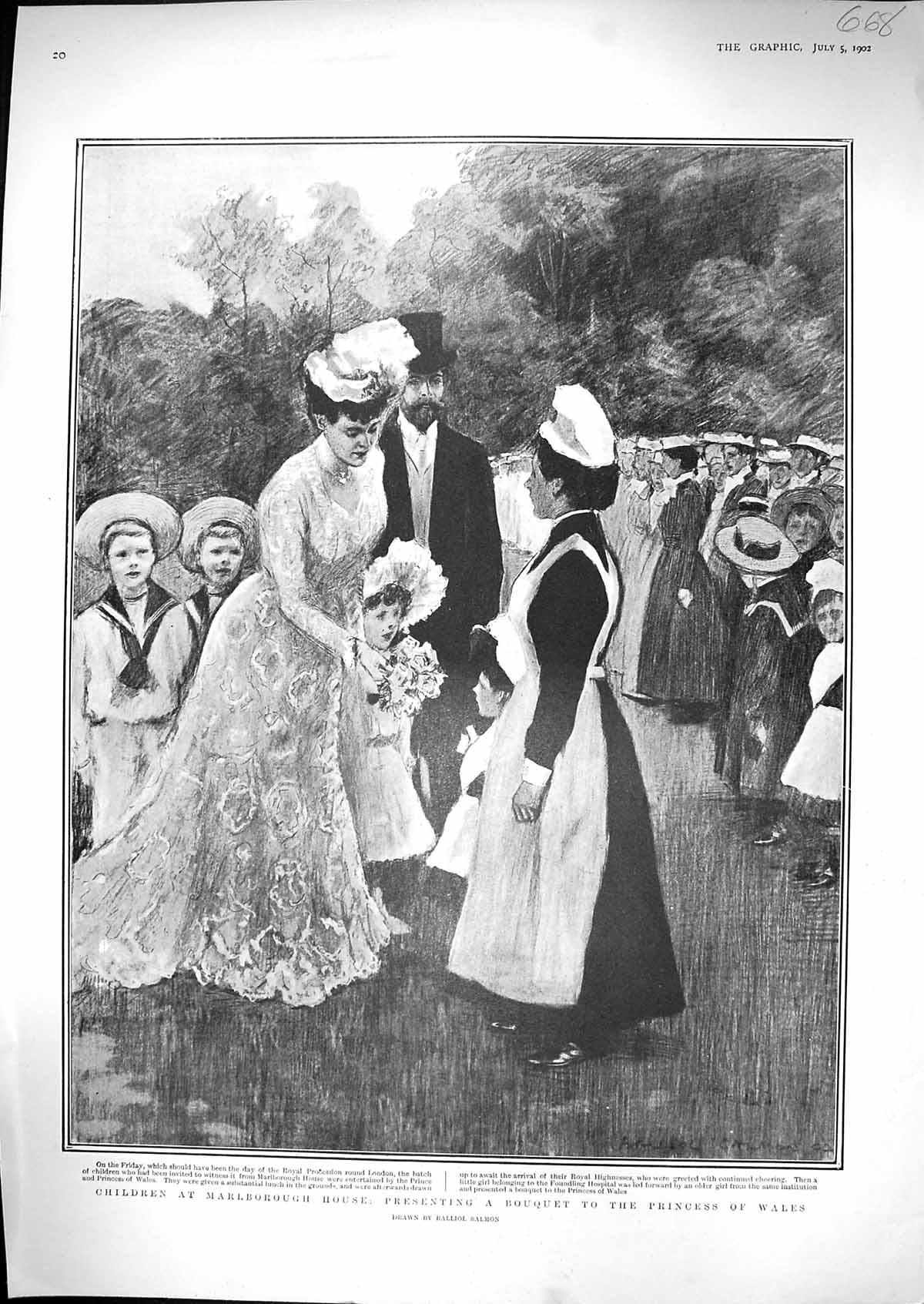 Old 1902 Children Nurse Marlborough House Boquet Flowers Princess Wal 20th