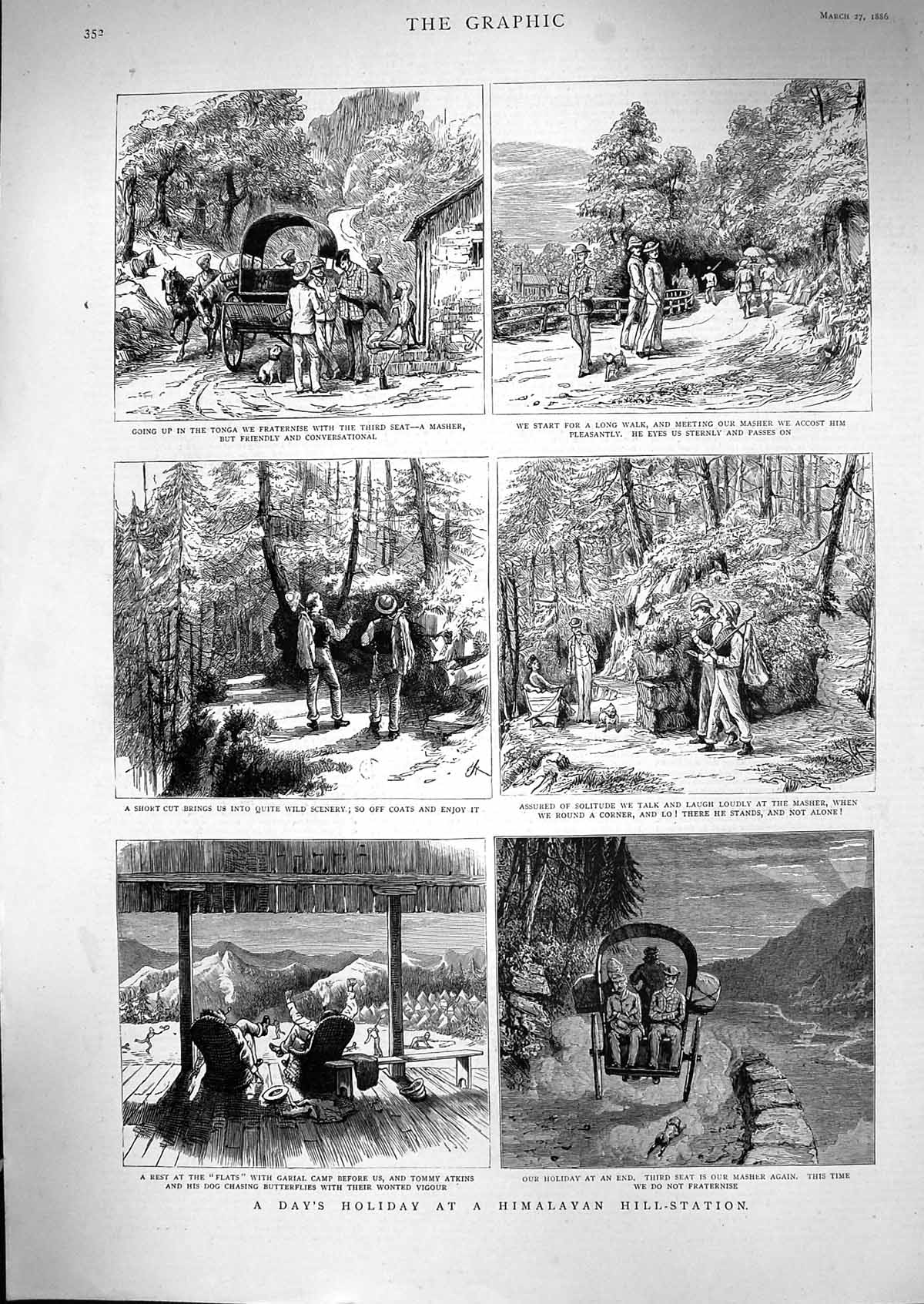 Old 1886 Holiday Day Himalayan Hill Station Garial Camp Tonga Tourist Victorian