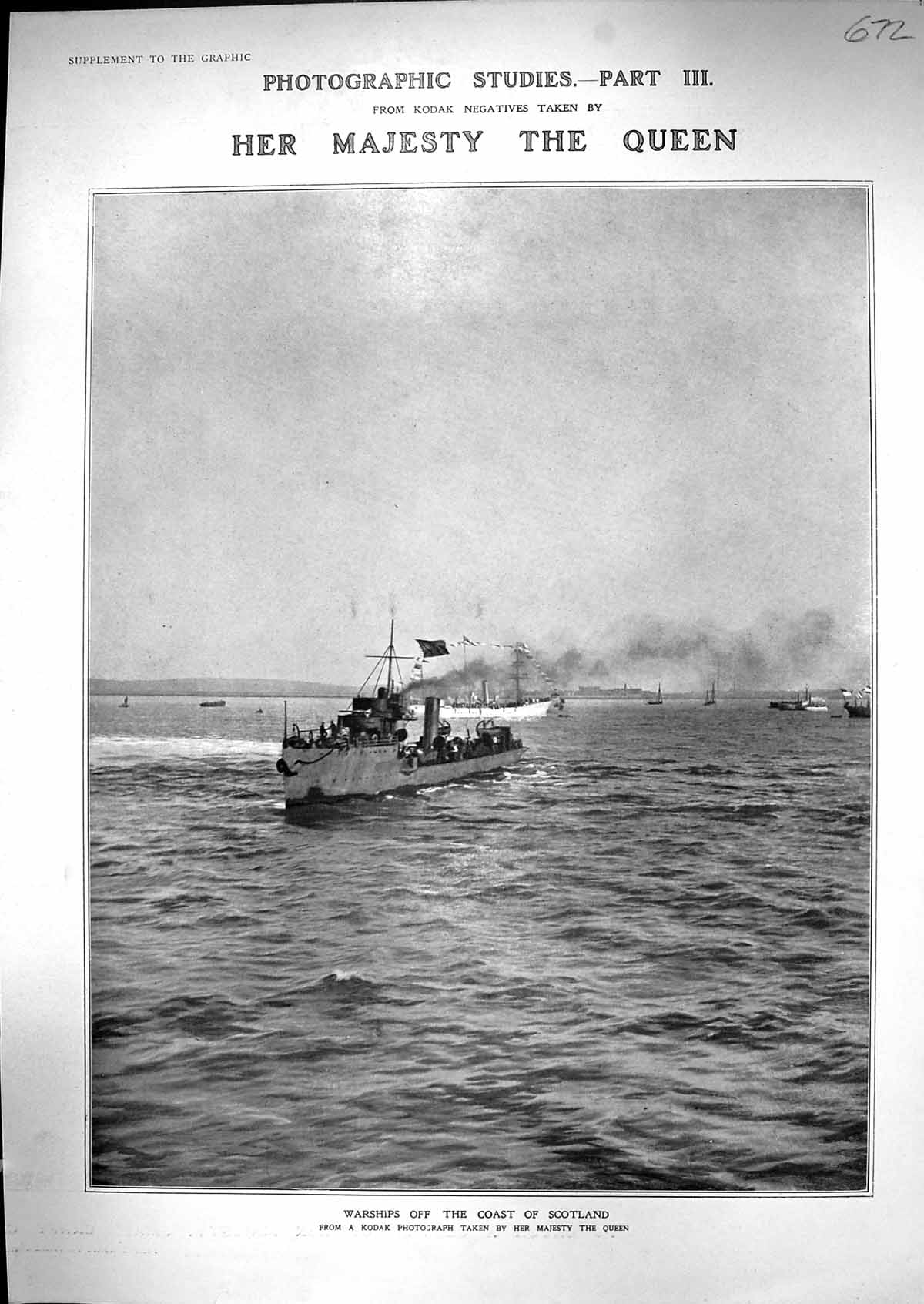 Antique Print 1905 War Ships Coast Scotland Majesty Queen Kodak Photograph 20th