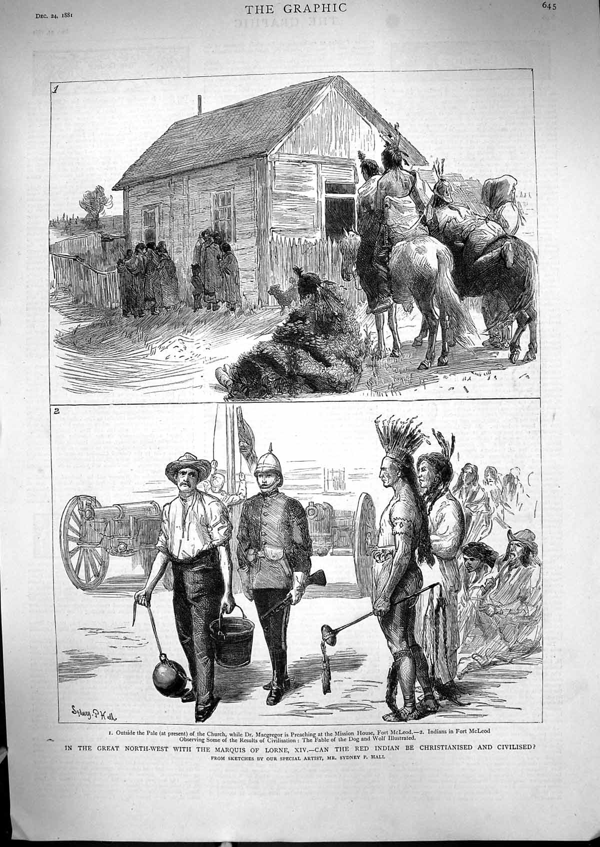 Old 1881 Marquis Lorne Red Indian Church Macgregor Fort Macleod Ameri Victorian