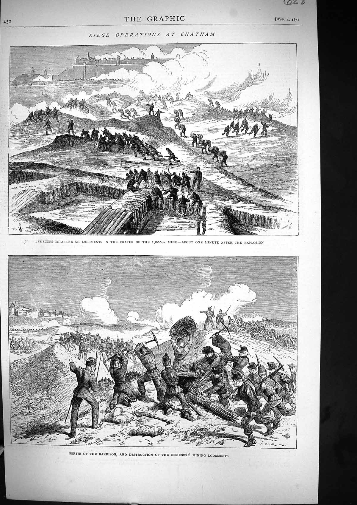 Old 1871 Siege Operations Chatham Destruction Besiegers Mininf Lodgme Victorian