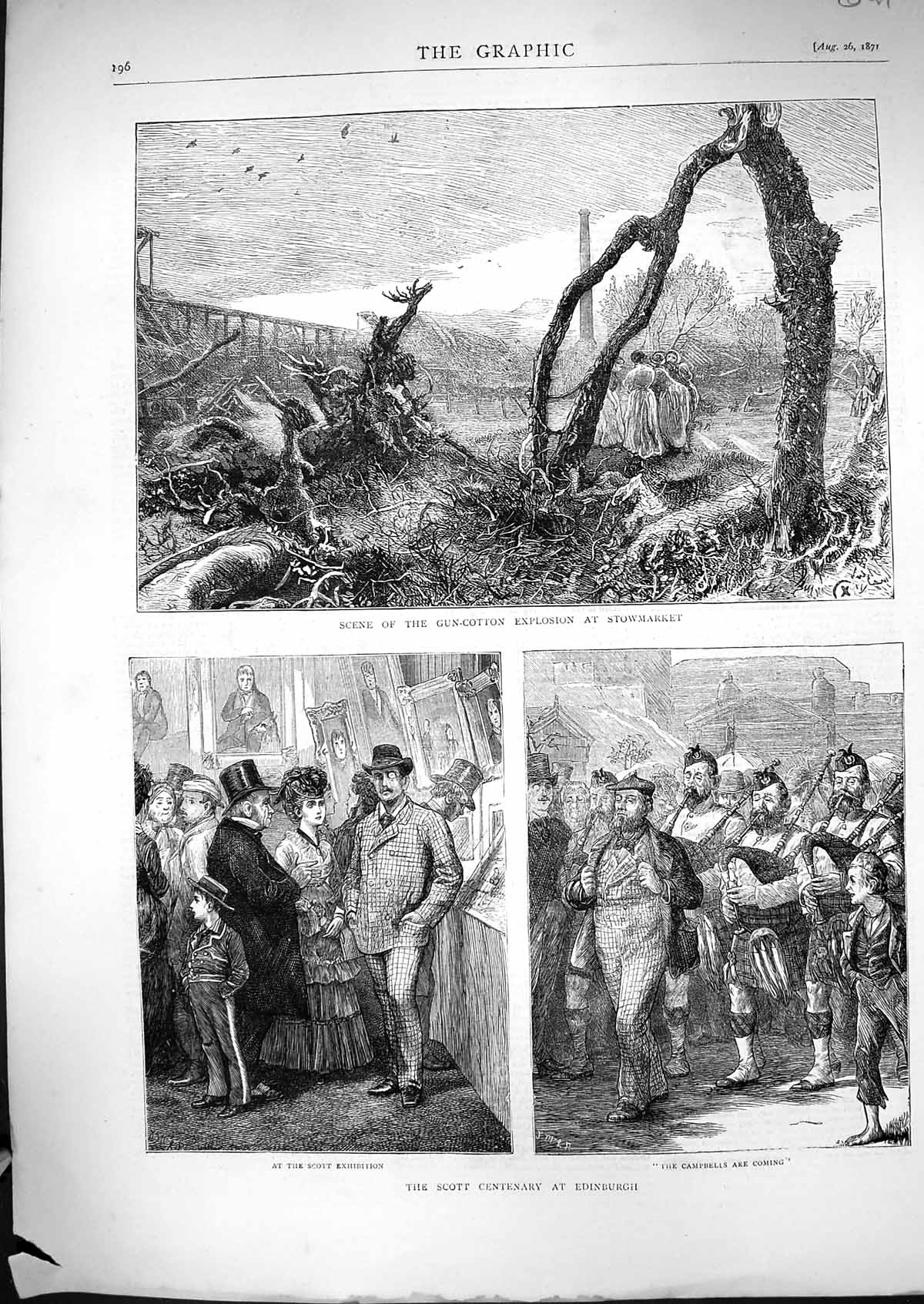 Old 1871 Gun Cotton Explosion Stowmarket Scott Centenary Edinburgh Ca Victorian