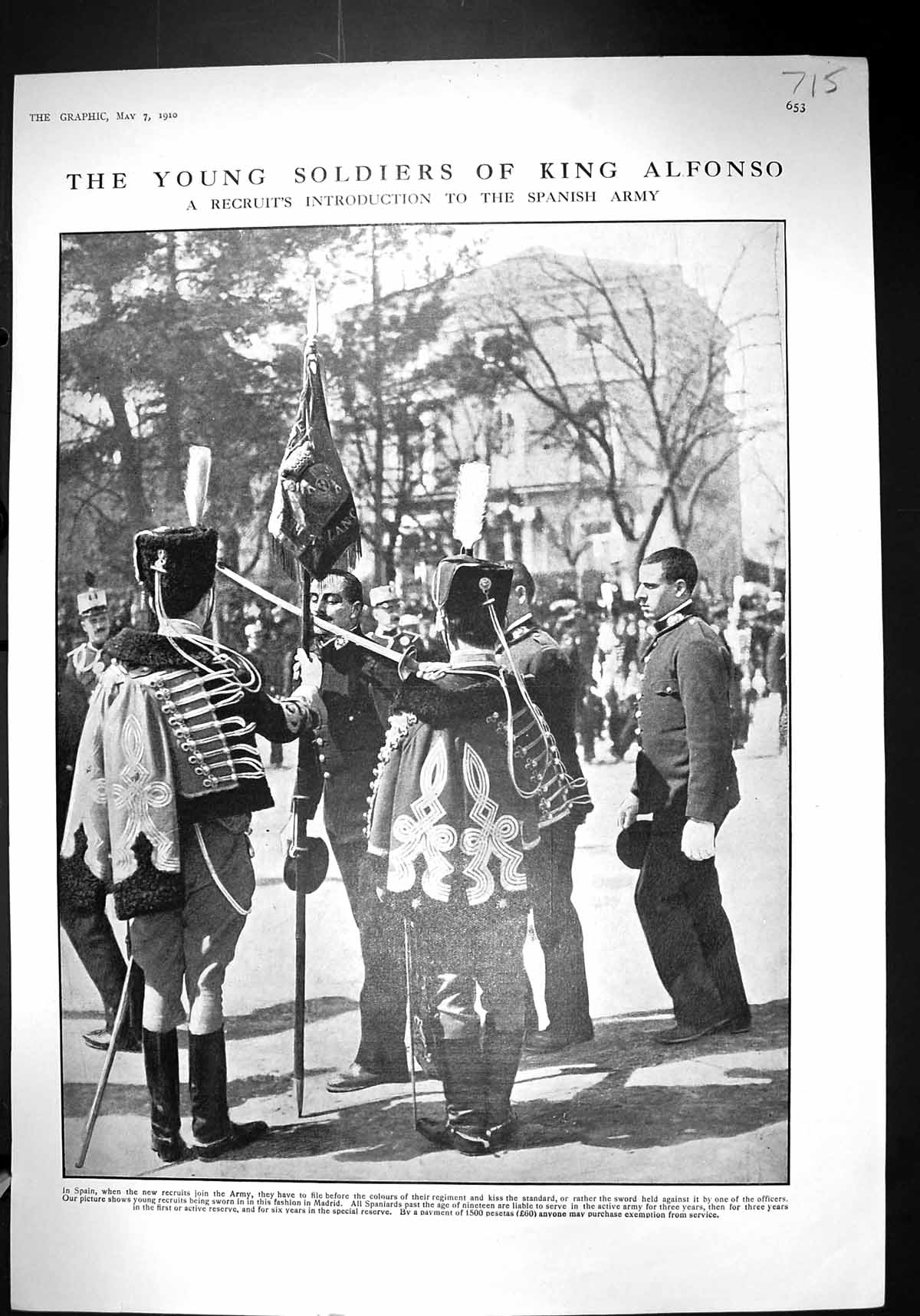 Old Antique Print 1910 Young Siers King Alfonso Spanish Army Sword Madrid 20th