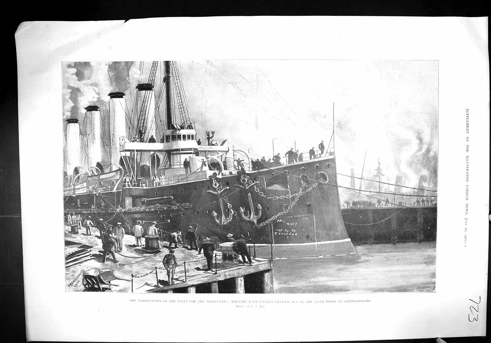 Old 1901 Mobilisation Fleet Ships Manoeuvres First Class Cruiser Basi Victorian