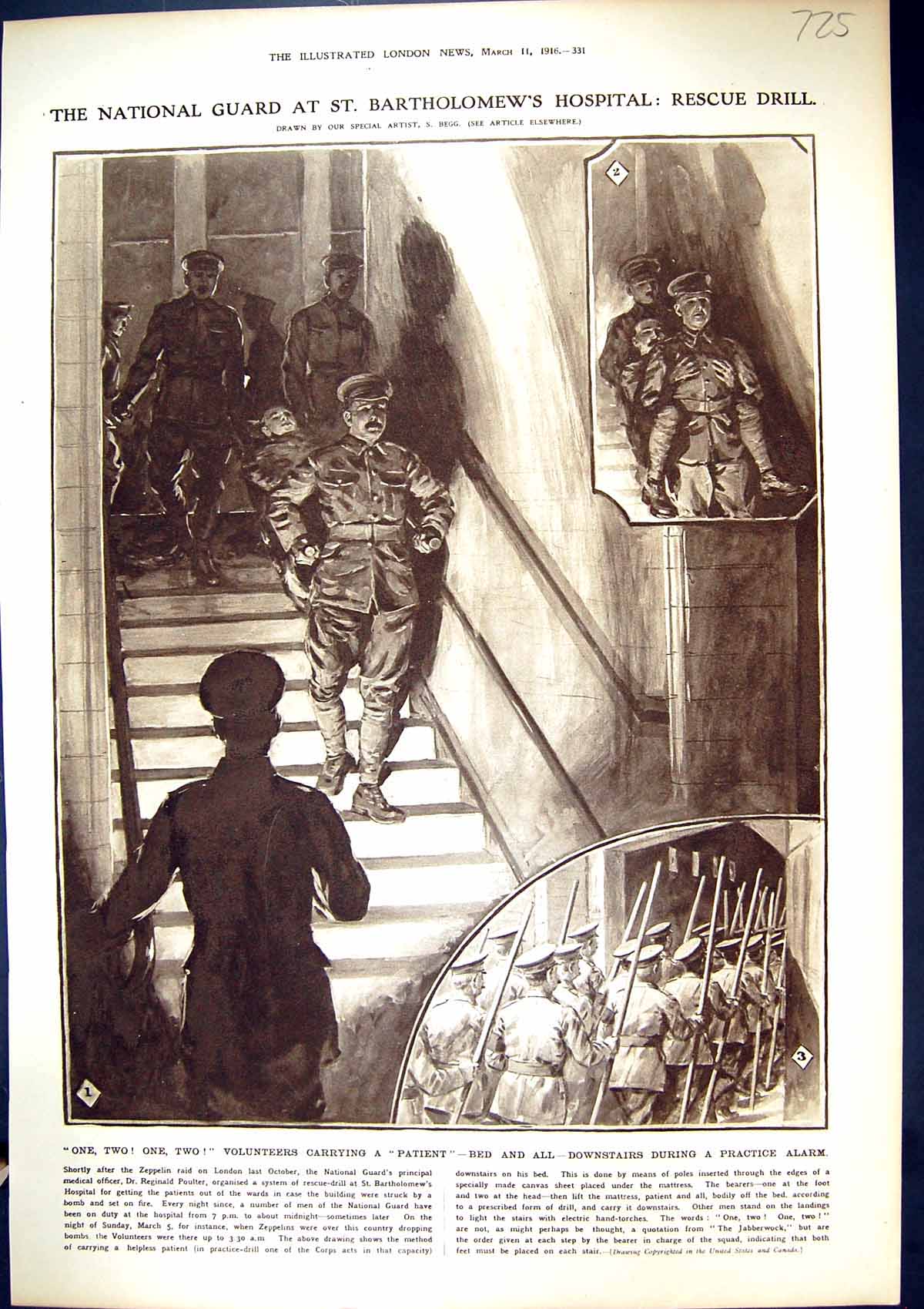 Old 1916 National Guard St. Bartholomew'S Hospital Rescue Drill War A 20th