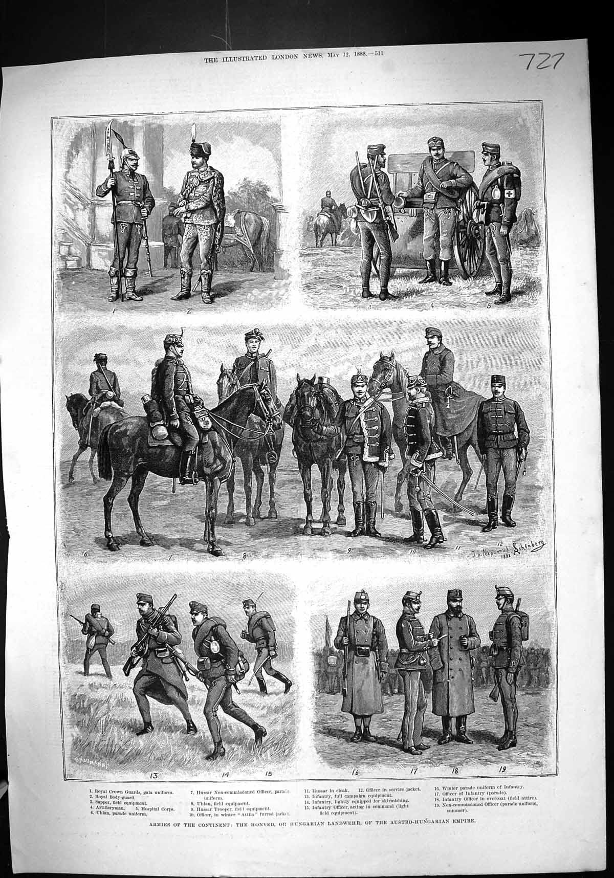 Old 1888 War Army Honved Hungarian Landwehr Hussar Uhlan Austro-Hunga Victorian
