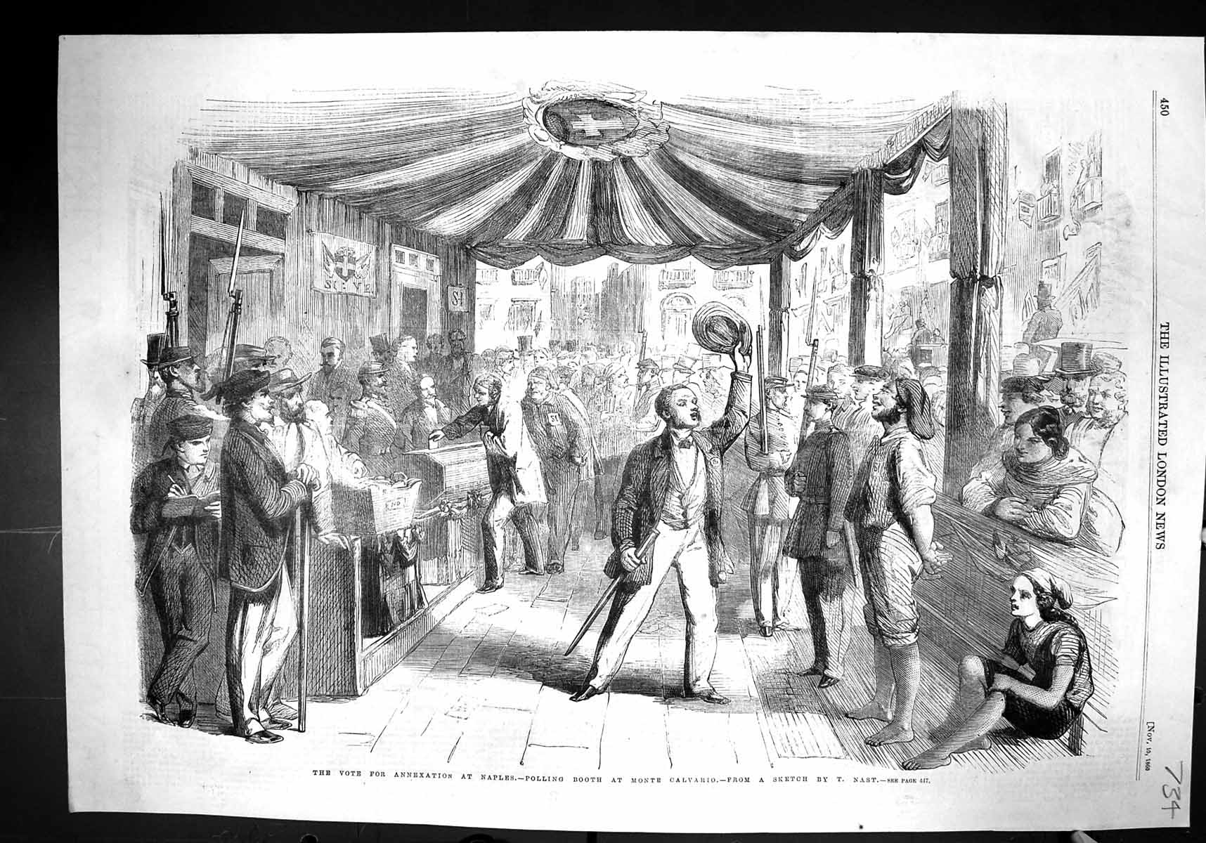 Old 1860 Vote Annexation Naples Polling Booths Monte Calvario Parliam Victorian