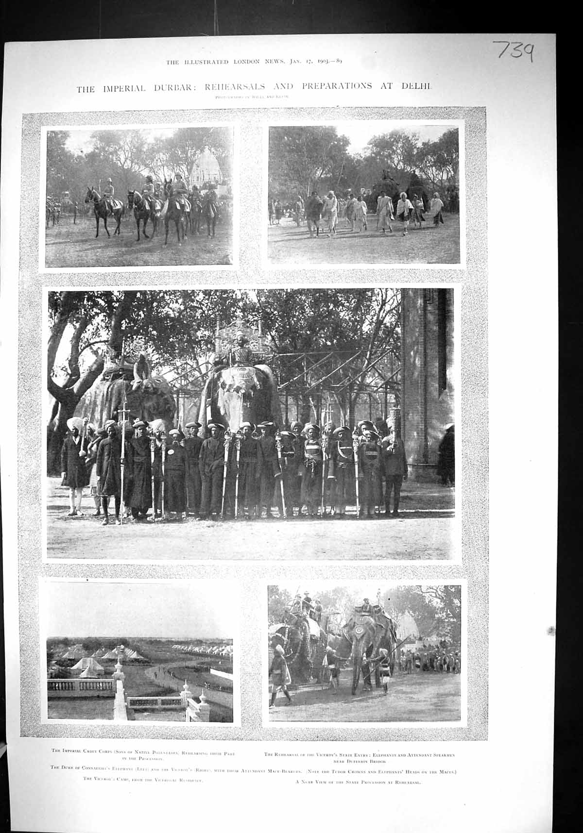 Old 1903 Imperial Durbar Delhi India Duke Connaught Elephant Dufferin 20th
