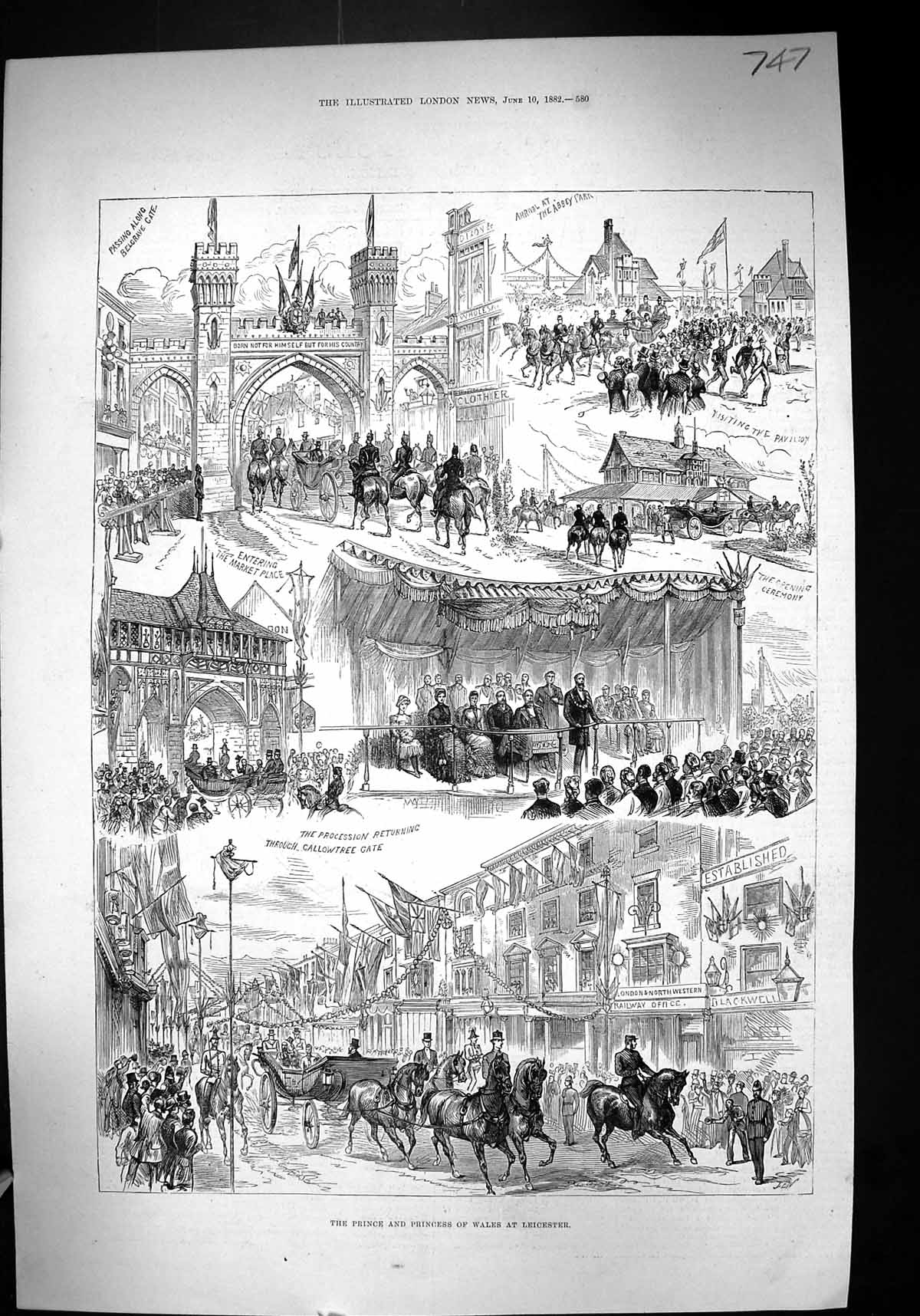 Old 1882 Prince Princess Wales Leicester Gallowtree Gate Abbey Park B Victorian