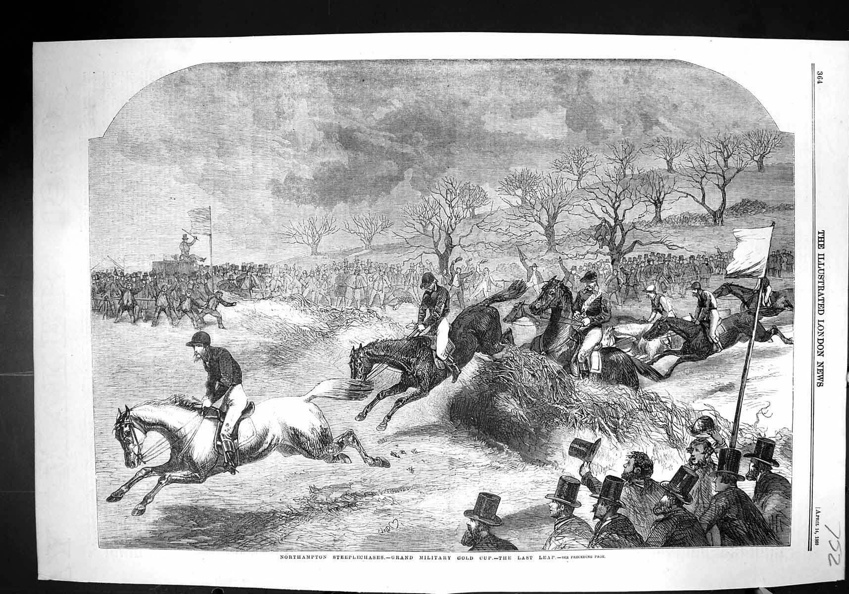 Antique Print 1860 Northampton Steeplechase Grand Military GCup Horse Racin