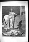 Antique Old Print 1889 Scene Cleopatra Actress Eunuch Woodville Rider Haggard