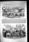 Antique Old Print 1856 Market Scene Schumla Street Constantinople Guard Horse