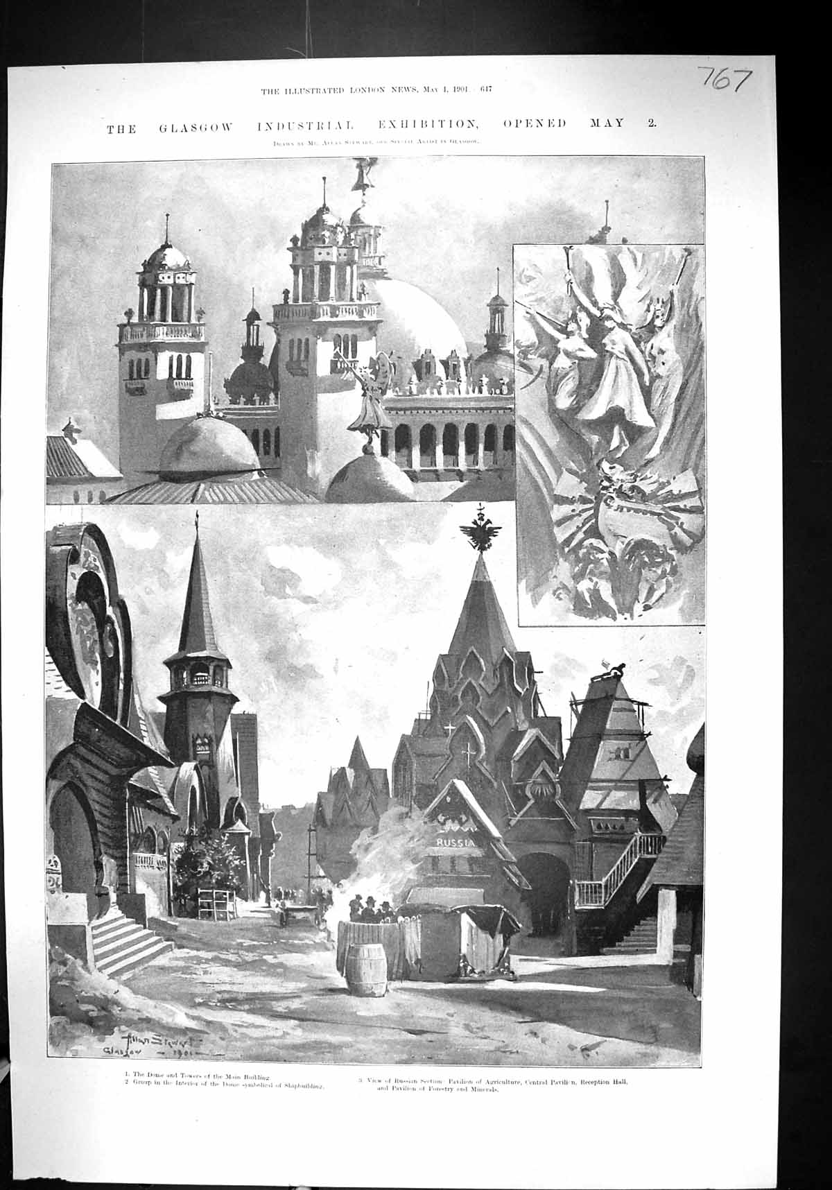 Old 1901 Glasgow Industrial Exhibition Pavilion Agriculture Forestry Victorian